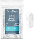 PureCaps USA - 빈 젤라틴 캡슐 크기 5| 1,000 가입 알약| Clear| Non-GMO 인증| SLS, 글루텐, 보존 무료