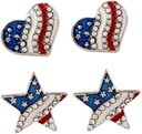 PRETYZOOM 패트릭 이어링 American Flag Eardrop for Women Jewelry Eardrop 경량 유행 파티 액세서리