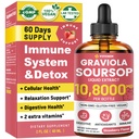 Graviola Soursop 잎 추출물 액체 - Soursop Bitters 액체, Immune, Relax, Liver 및 Sleep, Sugar & Alcohol-Free, Highly Absorbable Formula, Strawberry 풍미, 2 Fl Oz