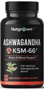 Natgrown Ashwagandha KSM 66 보충교재 600 mg - 긴장, 계류, & Athletic 지원 - 5% Withanolides를 가진 유기 KSM66 뿌리 추출물 - Vegan 캡슐 - 60 조사