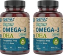 DEVA Vegan Omega-3 DHA 보충교재 - 한 번 당 일 Softgels 200 MG - Carrageenan Free - 젤라틴 무료 - 비 가짜 - 조류 기름 Omega-3 지방산 - 90 Softgels (패키지 2)