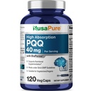 NusaPure PQQ 보충교재 40 mg, 120의 Veggie 캡슐, 비 GMO, Pyrroloquinoline Quinone Disodium 소금, Bioperine