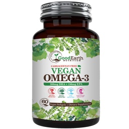 Vegan Omega 3 - Carrageenan 자유로운 식물 근거한 Algal DHA/EPA- 60 Veggie Softgels - 지원 뇌, 심장 & Prenatal 건강 - 필수 지방산 보충교재