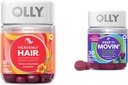 Rhubarb & Prunes - 60 + 30 카운트와 Keratin & Biotin 및 Constipation Relief Gummies와 OLLY 헤어 Gummies