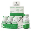 꿀벌과 당신 Propolis 면역성이 있는 탄, Probiotic, 비타민 C, 비타민 D3, 아연, 생강, 면역력, 소화 건강, 생물 활성 1.69 Fl. oz, 12 팩