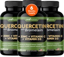 비타민 C와 아연을 가진 Gade 영양 Quercetin - Quercetin 500mg - Bromelain를 가진 Quercetin - 아연 Quercetin 보충교재 + 비타민 D3 (비 GMO, 글루텐 자유로운, 채식주의자) - 6 달 공급