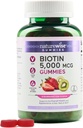 NatureWise Biotin Gummies - 건강한 머리, 피부 및 강한 손톱 지원 - 비타민 B7 5000mcg - 자연 아름다움 - Strawberry-Kiwi 맛 - Vegan, Non-GMO, 글루텐 무료 - 90 Count[45 Day Supply]