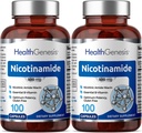 B-3 Nicotinamide 500 mg 100 모자 2 팩 - Nicotinic Amide Niacin 자연적인 홍조 자유로운 비타민 공식 - 지원 피부 세포 건강