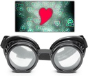 GloFX Black Heart Effect Diffraction Goggles - 심장을 참조하십시오 - 3D 홀로그램 비주얼 Edm Rave Outfit Steampunk Costume Cosplay Music Festival Essential