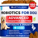 개를위한 Probiotics - 지원 계피 건강, 가려움증 피부, 알레르기, 면역, 효모 균형 - 개 프로바이오틱스 및 소화 효소 Prebiotics - Diarrhea, 가스 감소 - 180 개를위한 Probiotic Chews