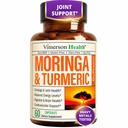 Moringa + Turmeric Curcumin는 합동 건강을 위한 보충교재, Gut 건강, 에너지 및 면역 지원 - 총 웰빙 공식 - 까만 고추 & Moringa 순수한 캡슐을 가진 Tumeric Curcumin - 60 조사