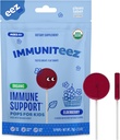 Immuniteez Organic Elderberry Lollipops for Kids - 비타민 C, D, E, 아연 및 유기 꿀과 면역 지원 - 글루텐 무료 키즈 비타민 - 10 개 백