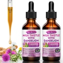 2 팩 우유 이틀 액체 드롭 - Liver Cleanse Detox & Repair - 1000mg 우유 이틀 보충 Liver Support, Silymarin Liver Supplement for Liver Health, Vegan, Non-GMO, 4 Fl Oz