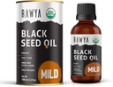 RAWYA Black Seed Oil - 냉간 프레스 - 블랙 Cumin Seed - 프리미엄 Nigella Sativa - 오메가 3 6 9 - 피부와 건강한 모발을위한 Kalonji - 비 GMO, 글루텐 - 무료 - 웰빙 오일 - 밀드 풍미 - 3.4 Fl Oz