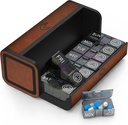 Pill 주최자 2 시간 하루, Am Pm Twice Daily Pill Case, Detachable Large Travel Pill Box 7 일, 주간 Pill Container for Vitamin Medicine Supplement Fish Oil (Brown)