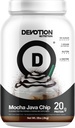 Devotion 영양 단백질 분말 혼합 | 글루텐 무료, 케토 친절, 추가 설탕 | 1g MCT | 20g Whey & Micellar Protein | 2lb Tub (Mocha Java Chip)