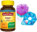 Nature Made Iron 65 mg (325 mg Ferrous Sulfate) 정제, 적혈구 지원, 365 정제, 주간 알약 주최자가있는 365 일 공급 Bunde를위한 다이어트