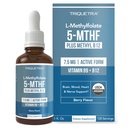 유기 L Methylfolate 7.5 mg 플러스 메틸 B12 Cofactor - 신진 대사 활동적인 5-MTHF 모양, Folate의 우량한 모양 - 유기 베리 풍미, 액체 잠수함 모양 – 계류, 메틸화 (1oz)