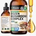 BIO KRAUTER Dozen Mushroom Tincture - 면역 지원 보충교재 방울 - 소화 및인지 지원 촉진 - 비 GMO, 액체 면역 방어 공식 - 4 fl. oz 병