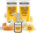 HoneyWorks Kids Throat Spray for Sore Throat Relief, 1 Oz (Pack of 2) Soothing Non-GMO USDA 유기 다크 꿀 + 아연, 빠른 행동 구호, 12 개월 +