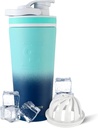 아이스 셰이커 절연 스테인레스 스틸 셰이커 병 | 26oz, Navy/Mint | 30 + 시간 동안 냉 | 트위스트-온 교반기가있는 컵 | 단백질 쉐이크, 물, 스무디, 칵테일을위한 냄새없는 병