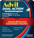 Advil 이중 활동은 Acetaminophen, 250 Mg Ibuprofen 및 Dose (2 Dose Equivalent) 당 500 Mg Acetaminophen를 가진 모자를 8 시간 고통 구호 - 2 조사 x 50 입혔습니다