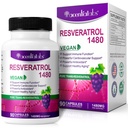 100% 자연적인 Resveratrol - 서빙 당 1480mg, 90의 Veggie 캡슐, 99% 순수한 trans-Resveratrol, 건강한 시효, 뇌 & 심장 지원을 위한 산화 방지제