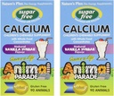 NaturesPlus Animal Parade Sugar-Free 어린이 칼슘, 바닐라 선대 맛 - 90 Chewable Animal Shaped Tablets, Pack of 2 - Bone Health - 글루텐 무료 - 90 서빙