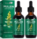 2 Lungs, Natural Mullein Herbal Supplements, Lung Cleanse 및 Respiratory Support, 2.02 fl oz 용 Mullein 잎 추출물