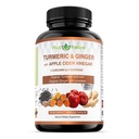 120 USDA 유기 심황 뿌리 분말, USDA 유기 생강 분말 및 Curcumin (95% Curcuminoids)를 가진 Apple Cider Vinegar 분말 및 Bioperine, Veggie 캡슐에 있는 서빙 당 1410 mg의 캡슐