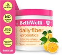 BelliWelli Fiber Supplement for Women & Men – 추가된 교원질을 가진 유기 Acacia에서 우수한 매일 섬유 분말, Electrolytes & Probiotics – Bloat 없음, 변비 & Gut 건강 지원 (오렌지 Yuzu)