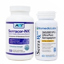 Serracor-NK & Serra-RX 260,000 SU - 흉터 조직 번들 (150 캡슐 & 60 캡슐) - 산 저항하는 Serrapeptase Proteolytic 체계 효소, 호흡 & 폐 지원
