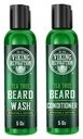 Viking Revolution Tea Tree Beard Wash and 컨디셔너 세트 남성 - Argan Oil, 비타민 E 및 Ginseng (5 Oz)와 천연 Beard Softener