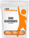 BulkSupplements.com 아연 Gluconate 분말 - 아연 40mg, 면역 지원을위한 광 보충 - 글루텐 무료, 서빙 당 285mg, 250g (8.8 oz) (팩 1)