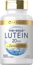 Carlyle Lutein 및 Zeaxanthin 20mg | 300 Softgels | 눈 건강 비타민 | 비 GMO 및 글루텐 무료 보충