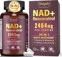 NAD 보충교재, Liposomal NAD+ Resveratrol, NAD Resveratrol 보충과 보충 - 노화 방어, 에너지, 초점을위한 NAD +를 밀어 - 울트라 산화 캡슐, 150