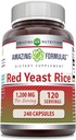 굉장한 공식 빨간 효모 밥 1200mg 서빙 240 캡슐 보충교재 | Non-GMO | 글루텐 무료 | 미국에서 만드는