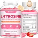 2 팩 L 티로신 Gummies, L 티로신 보충교재 Gummies, 비타민 B6 D3를 가진 L-Theanine Gummies, 초점 Gummies 지원 기억, 성인 & 아이, 딸기 풍미, 120 조사를 위해 무성한 에너지