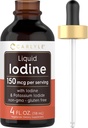 Carlyle Liquid Iodine Drops 4 fl oz | 150 mcg | 요오드 & 칼륨 이오드드 보충 | 채식 액체 탄약 | 비 GMO, 글루텐 프리