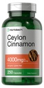 Horbäach Ceylon Cinnamon 캡슐 4000mg | 250 개 | 비 GMO, 글루텐 프리
