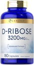 Carlyle D-Ribose 캡슐 | 3200mg | 180 알약 | 고급형식 | Non-GMO, 글루텐 프리 보충교재