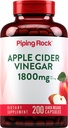Piping Rock Apple Cider Vinegar 캡슐 1800 mg | 200 알약 | 남용 공식 | 남자와 여자를 위한 ACV 보충교재 | 비 GMO, 글루텐 무료