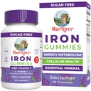 MaryRuth Organic Iron Gummies for 14+ with Vitamin C for Absorption | Sugar Free | Gummy Iron Supplement + VIT C | 에너지 대사 | 세포 건강 | 면역 지원 | Vegan | 비 GMO | 60 Count