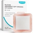 Dimora 실리콘 최고 흡수성 부상 드레싱 - Ultrasorb 중합체를 가진 Gentle 접착성 붕대, 무거운 Exudate 부상 배려 패드 6" X 6" 10 팩