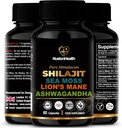 Shilajit, Sea Moss, Lion's Mane 및 Ashwagandha 캡슐 - 마음, 신체 및 활력을위한 포괄적 인 올인원 웰빙 보충 - 60 Vegan 캡슐